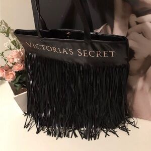 Victoria's Secret Black Fringe Tote Bag